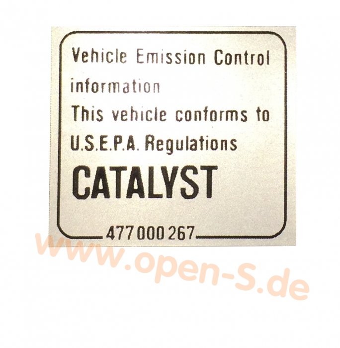 Klebeschild Catalytic Converter (1976 – 2005)