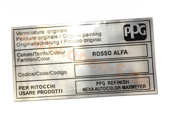 Alfa Romeo Paintcode-Sticker Aluminum