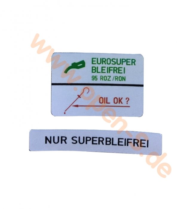 Klebeschild Kraftstoffart Eurosuper Bleifrei 95 ROZ/RON - Set 964 ; C3.2 Deutsch