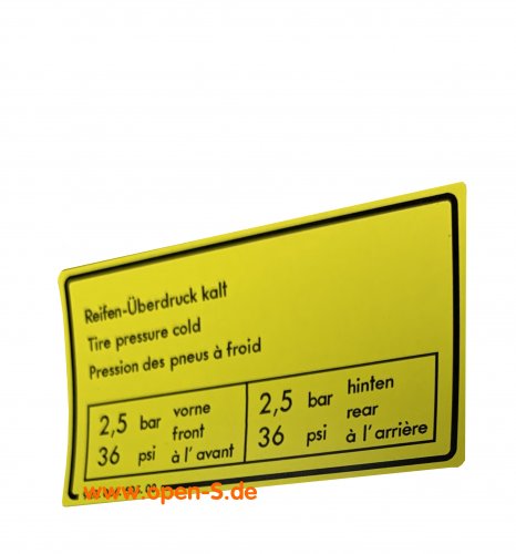 Tire pressure adhesive label - 928