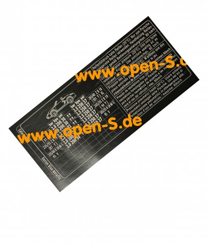 Tyre pressure and colour sticker - 987